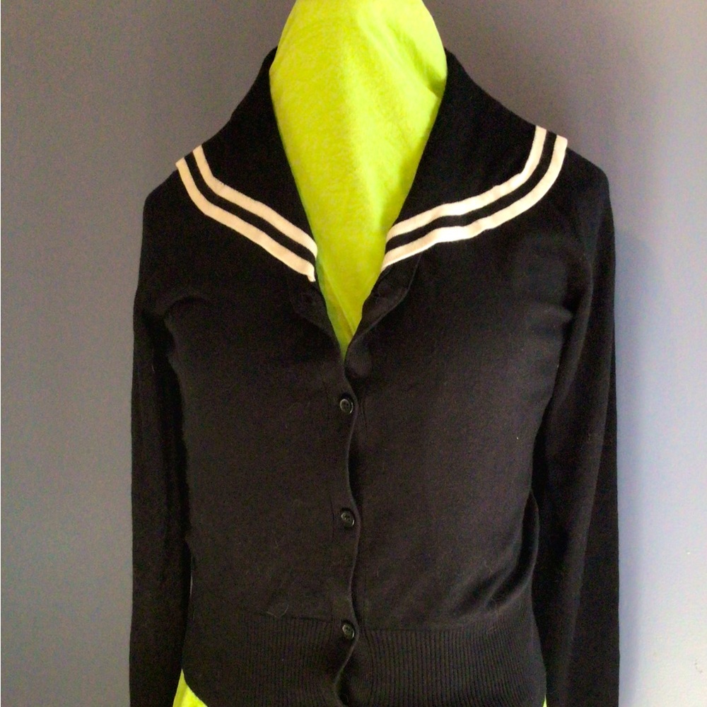 Hell Bunny cardigan, sailor-motif, black in color